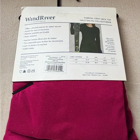 WindRiver Thermal Crew Neck Top in Raspberry - Picture 2 of 2